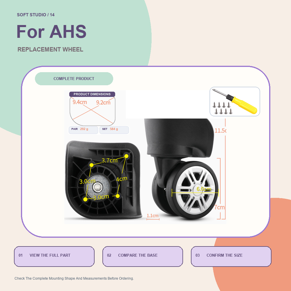Silent Replacement Luggage Wheels - ล้อสำรองสำหรับกระเป๋าเดินทาง อะไหล่ซ่อมล้อกระเป๋าเดินทาง AHS แบบเงียบ คุณภาพพรีเมียม