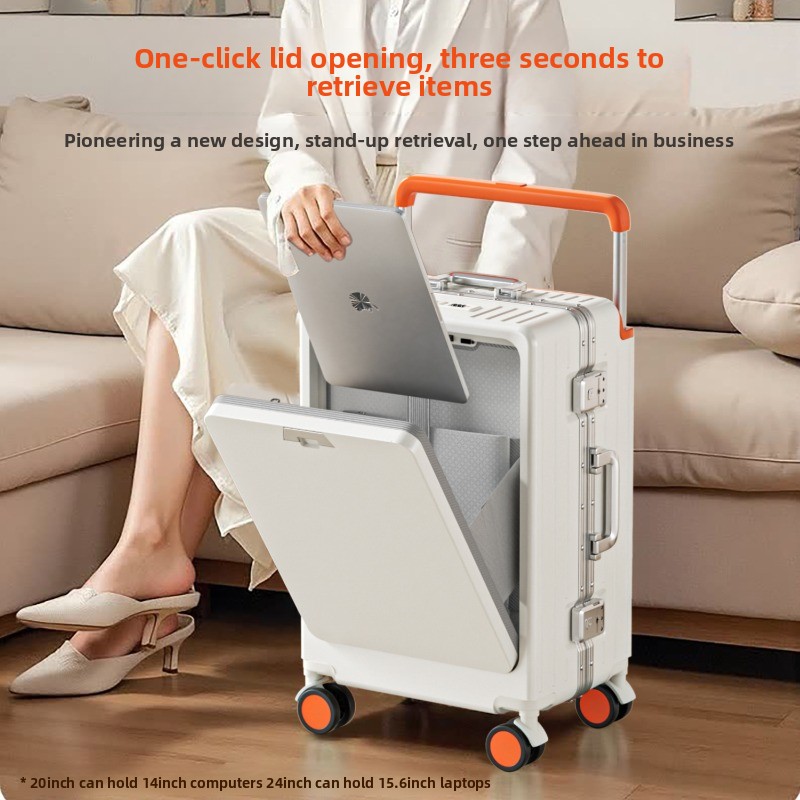 Aluminum Frame Carry On Luggage - กระเป๋าเดินทางล้อลากขนาด 20/24/26 นิ้ว โครงอะลูมิเนียม เปิดด้านหน้า มีช่องใส่แล็ปท็อป