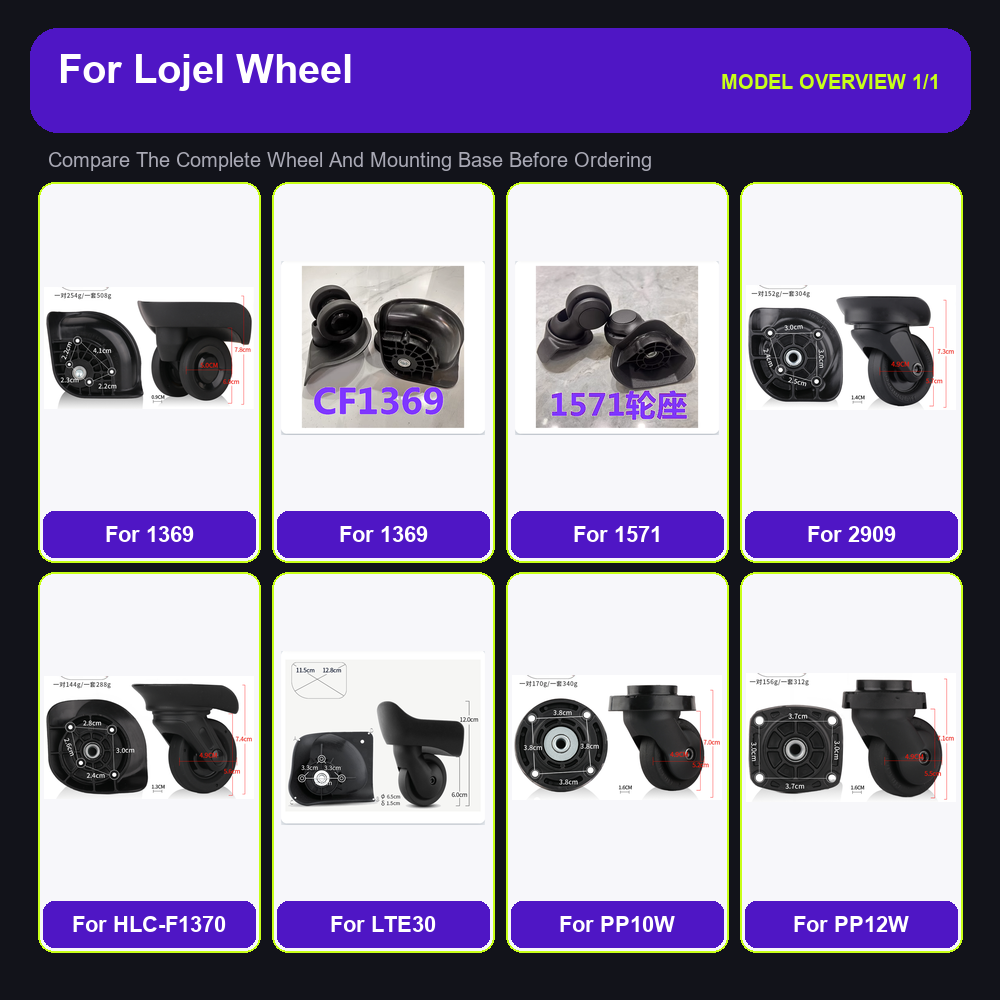 Silent Replacement Luggage Wheels - ล้อสำรองสำหรับกระเป๋าเดินทางแบบแข็งแรงทนทาน สำหรับรุ่น Lojel 1369 1571 2909