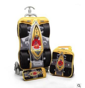 Foldable Rolling Luggage Bag - กระเป๋าเดินทางเด็กแบบล้อลาก 3 มิติ ลายรถ กระเป๋าเดินทางเด็กแบบมีล้อ กระเป๋าเดินทางสำหรับเด็กนักเรียน